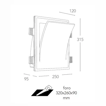 Applique in Gesso Verniciabile a Parete 2xE14 | Mondialshop