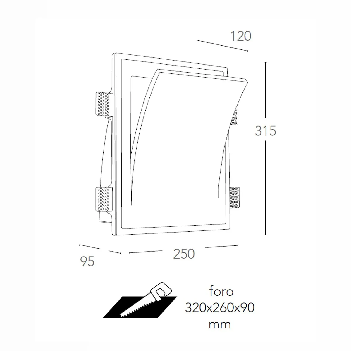 Applique in Gesso Verniciabile a Parete 2xE14 | Mondialshop