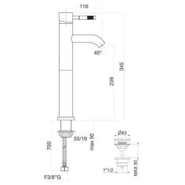 Mitigeur à bec haut pour lavabo | Xénon
