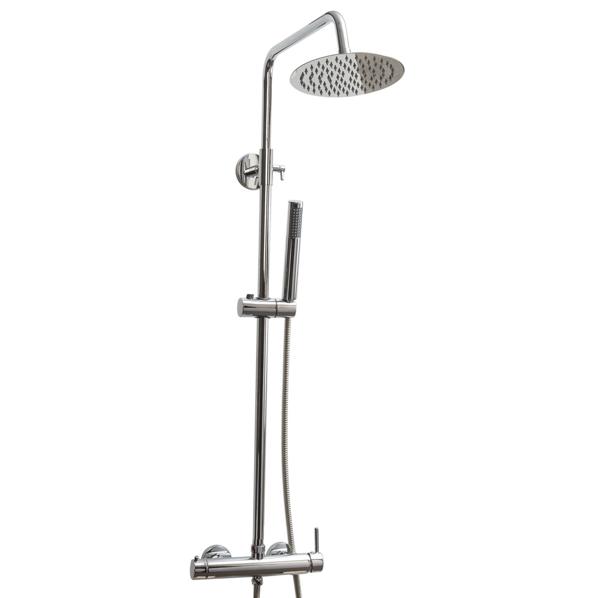 Robinetterie de douche thermostatique chrome arrondie avec tête de douche  pluie et douchette