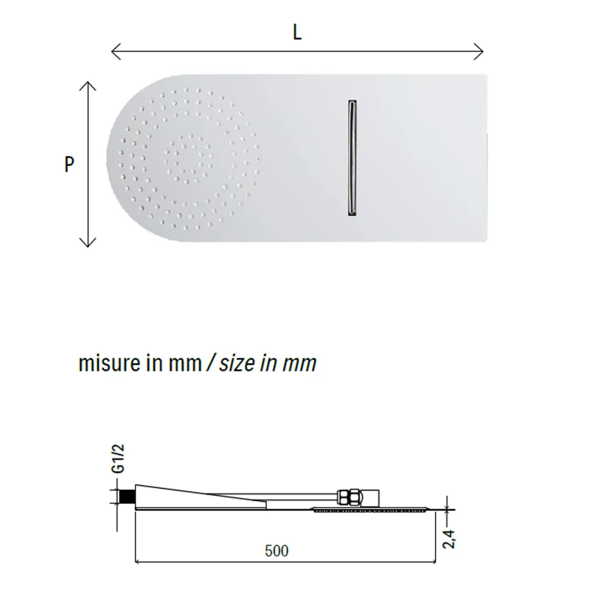 Soffione doccia tondo con cascata Wall Rain cromato |...
