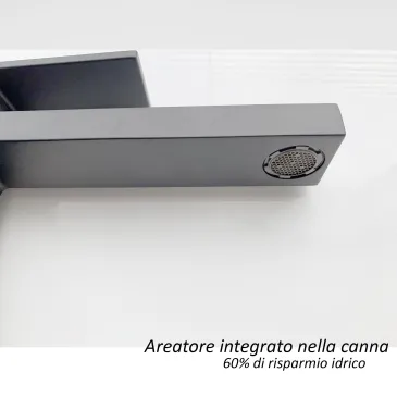 Miscelatore lavabo quadrato nero opaco total black | Manhattan