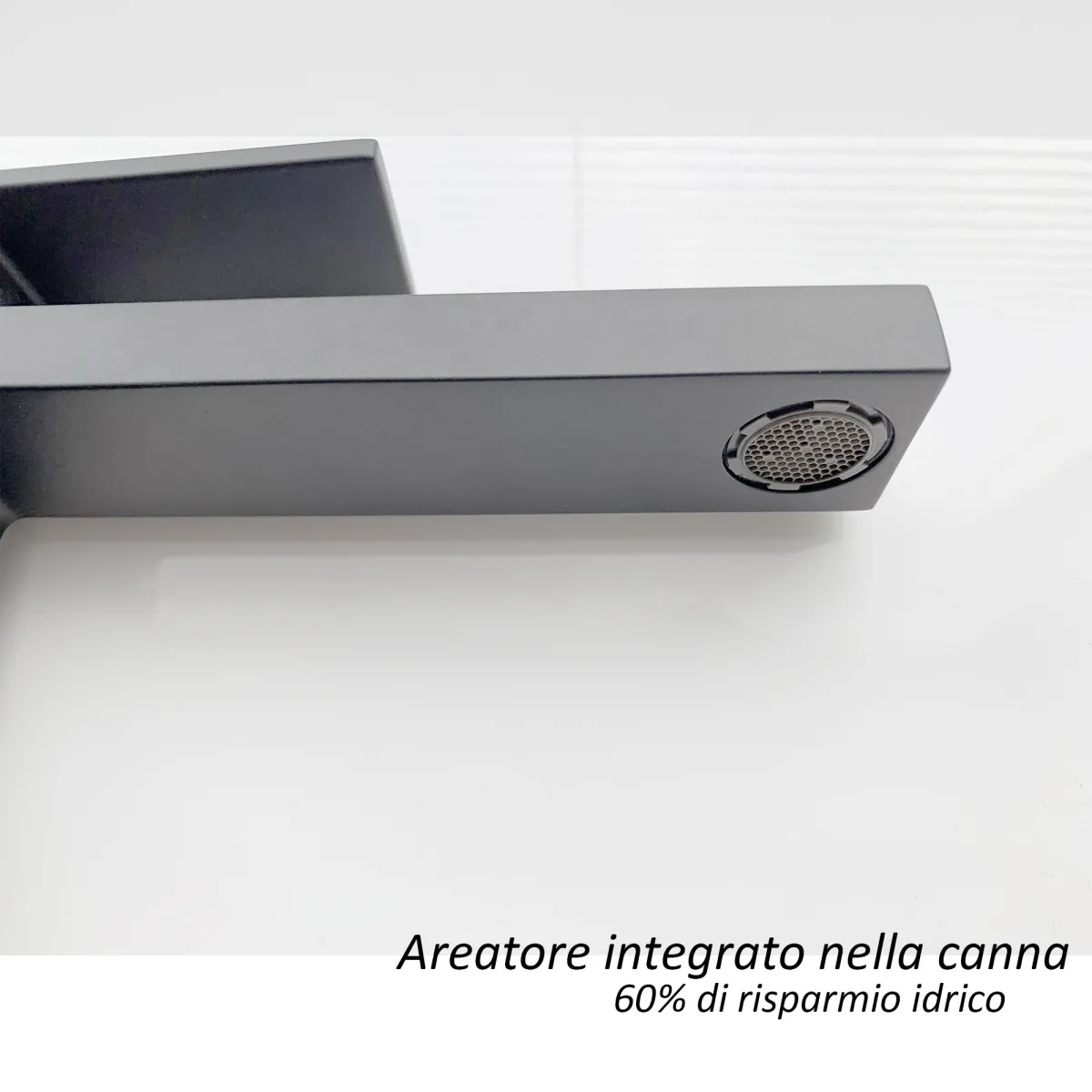 Miscelatore lavabo quadrato nero opaco total black | Manhattan