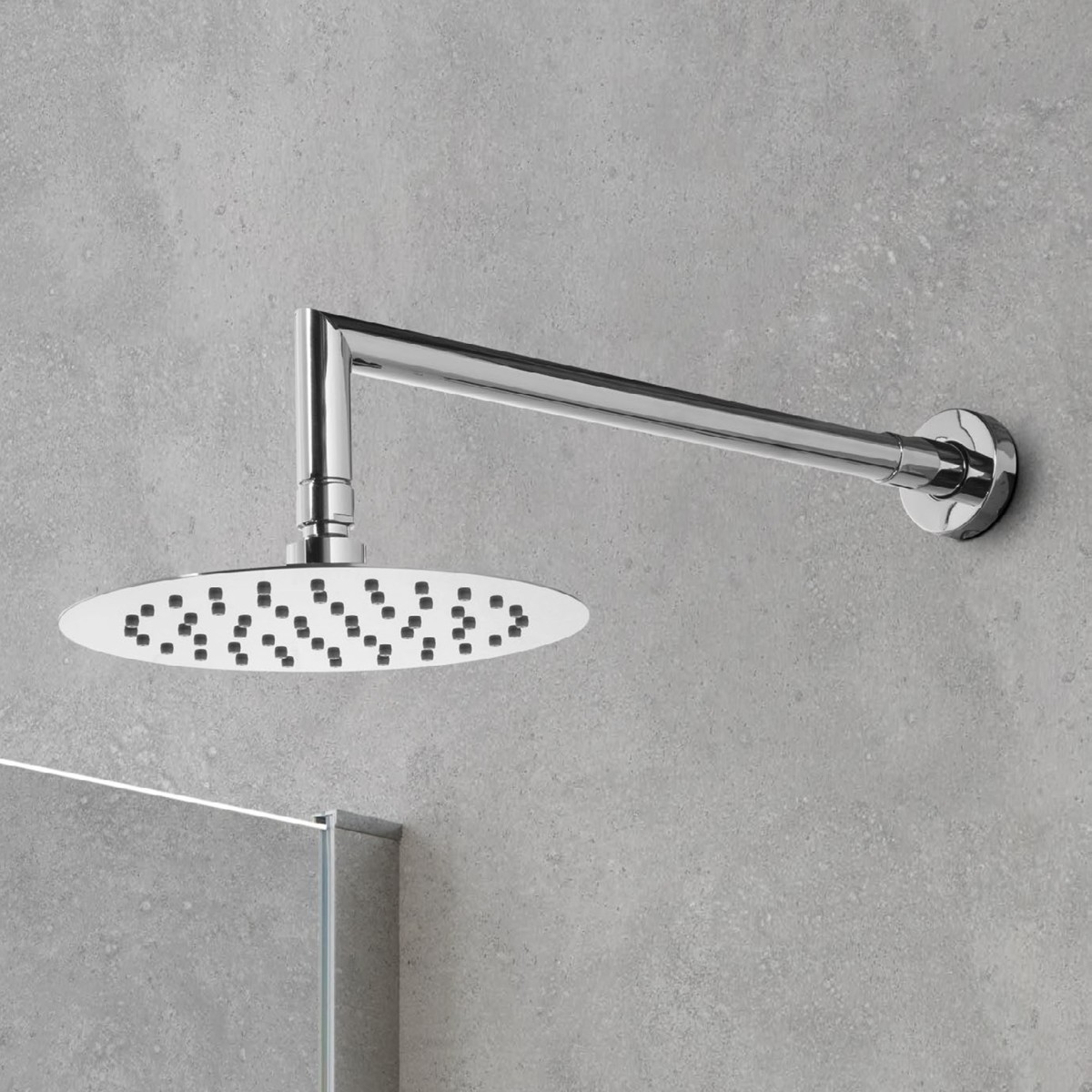 Pomme de douche en acier et ronde d'un diamètre de 20 cm