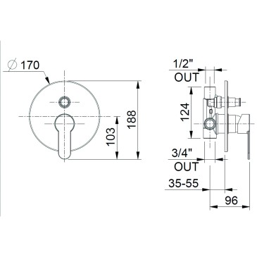 Scheda tecnica deviatore doccia crolla