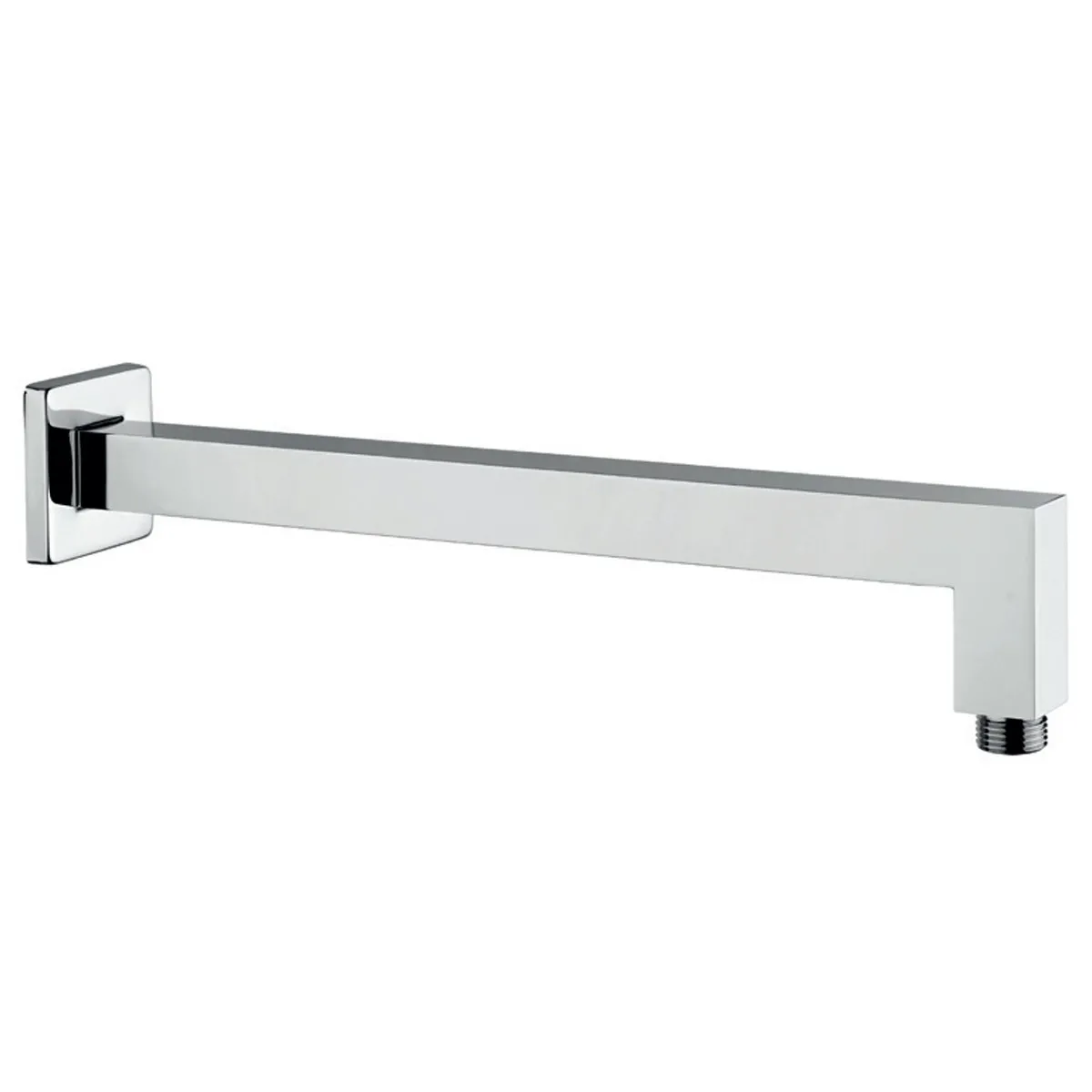 Bras de douche carré plat encastré en laiton chromé, raccordement 1/2 m