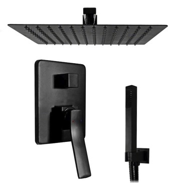 Schwarzes Einbau-Duschset mit 30x30 quadratischem Duschkopf | Manara-1