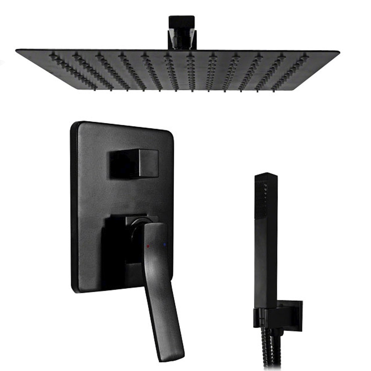 Set doccia incasso nero con soffione quadrato 30x30 | Manara-1