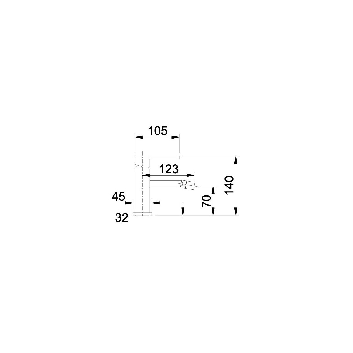 Quadratischer 1-Hebel-Bidethahn „Manhattan“ aus Chrom