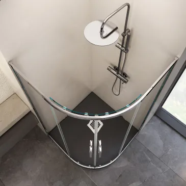 Cabine de douche semi-circulaire transparente Atena | Mondialshop