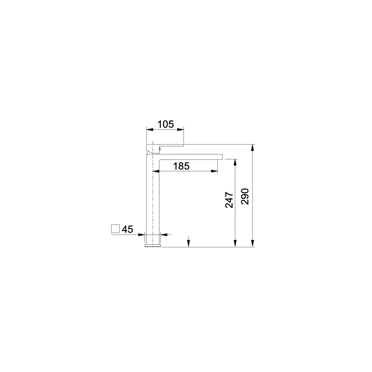 Hohe Armatur Manhattan Square mit hohem Auslauf |...