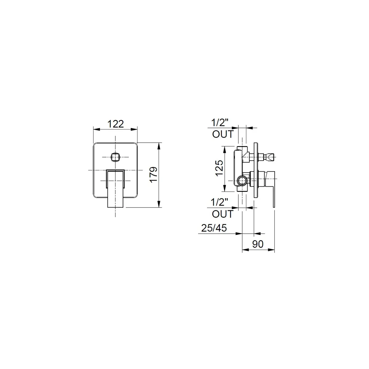 Mitigeur de douche à encastrer automatique à 2 voies | Manhattan