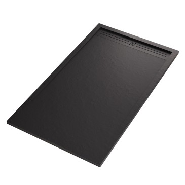 Receveur de douche en résine de marbre effet pierre ciment NOIR GRID