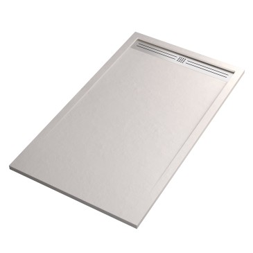 Receveur de douche en résine de marbre effet pierre ciment Blanc RELAX