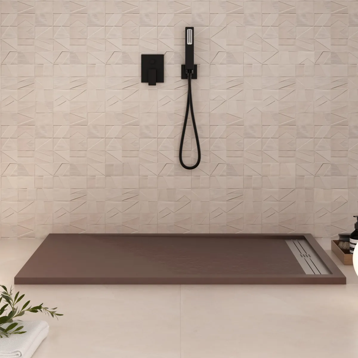 Receveur de douche résine sable RELAX sortie latérale