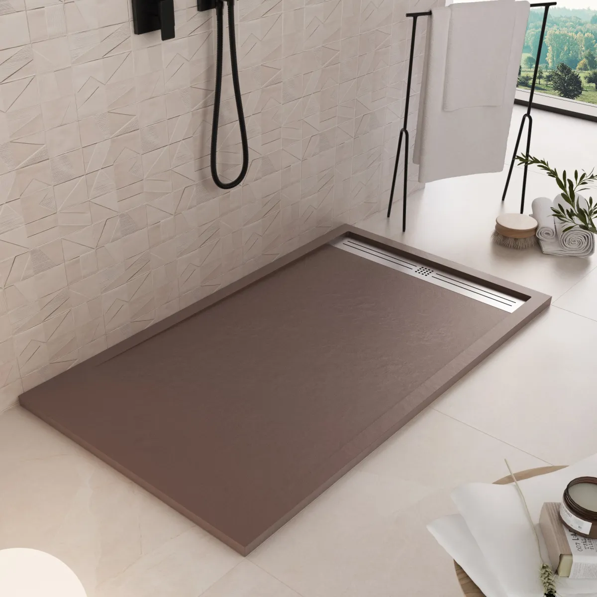 Receveur de douche résine sable RELAX sortie latérale