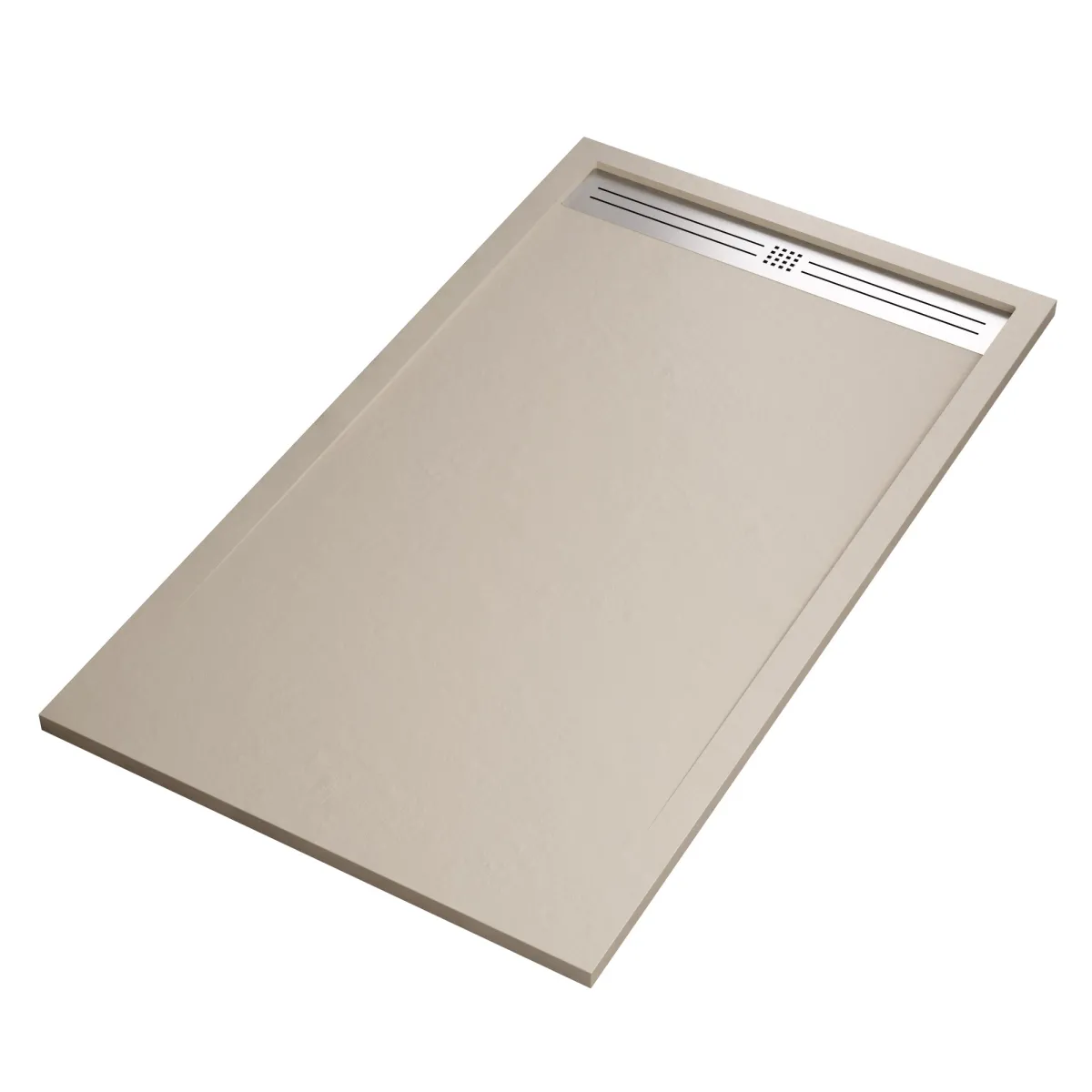 Duschtasse aus cremefarbenem Kunstharz mit Seitenablauf RELAX