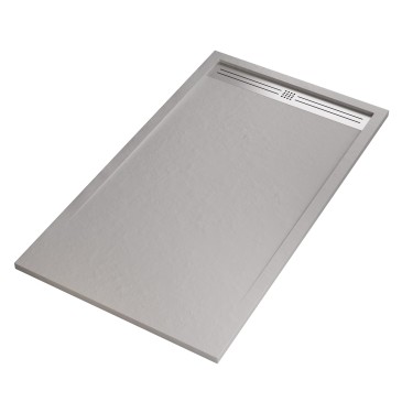 Receveur de douche en résine marbrée gris clair effet pierre-ciment RELAX