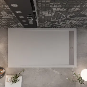 Receveur de douche en résine gris clair avec sortie latérale RELAX