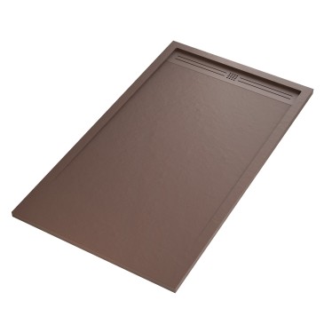 Receveur de douche en résine de marbre effet pierre ciment Marron GRID