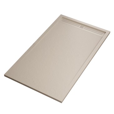 Receveur de douche en résine de marbre effet pierre ciment Crème GRID