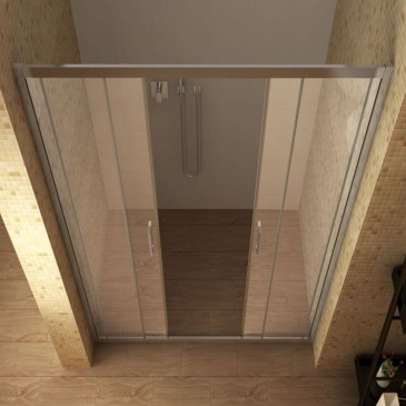 Porte de douche avec entrée centrale pour niche de salle de bain