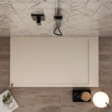 Piatto doccia in resina crema scarico laterale  PRESTIGE