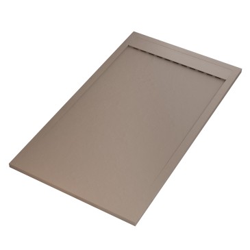 Receveur de douche en résine de marbre effet pierre ciment Taupe PRESTIGE