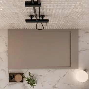 Receveur de douche en résine gris tourterelle avec évacuation latérale PRESTIGE