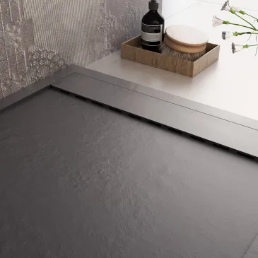 Receveur de douche en résine noire PRESTIGE sortie latérale
