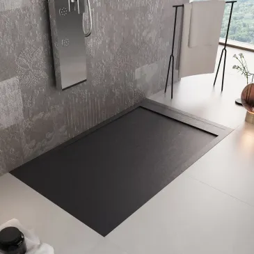 Receveur de douche en résine noire PRESTIGE sortie latérale