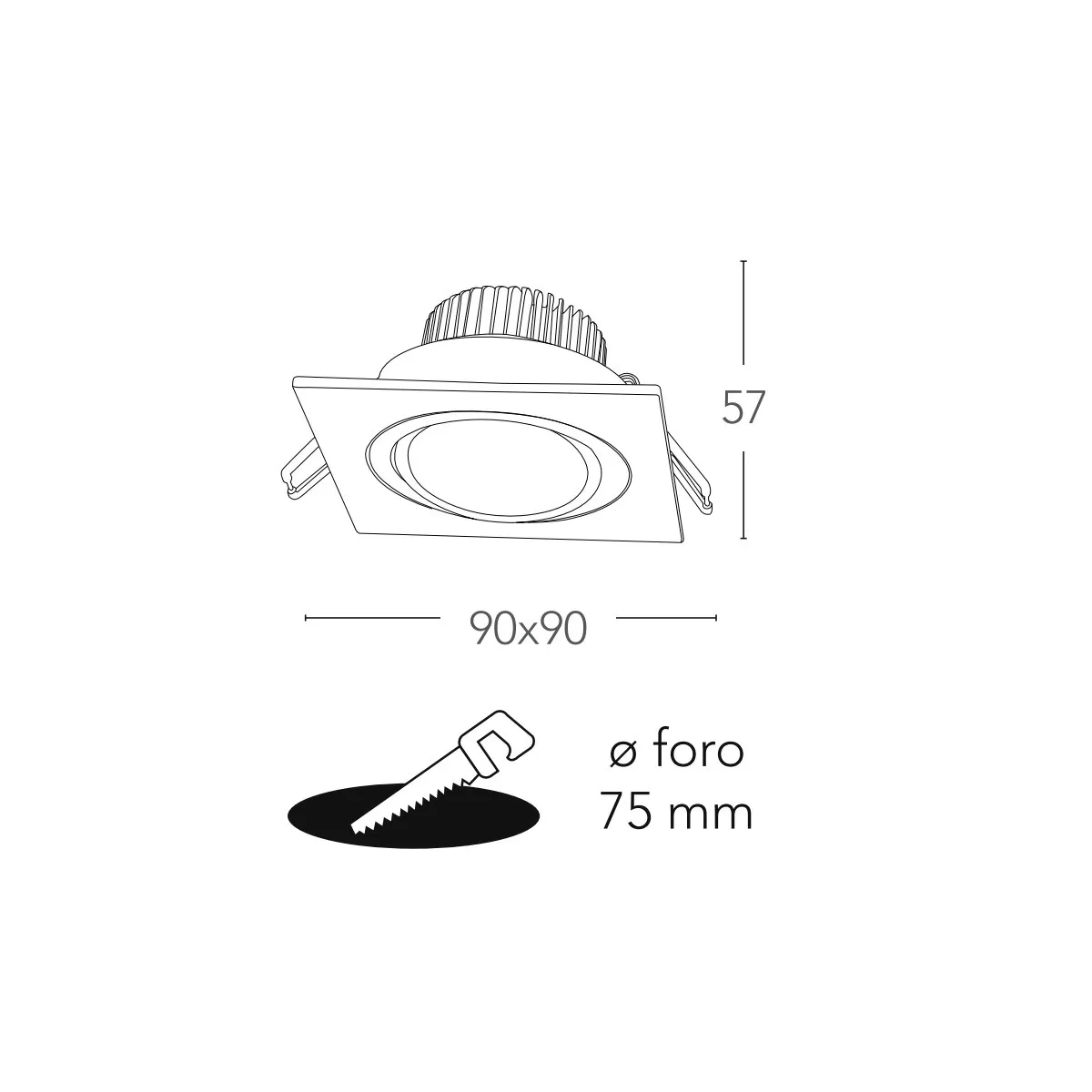 INC ORIONE Q6 BCO 8031434361216 Fan Europe Lighting Faretto a incasso quadrato bianco orientabile ORIONE
