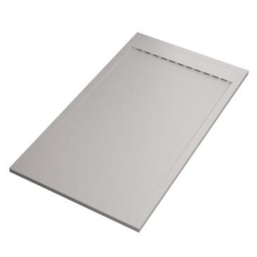 Receveur de douche en résine de marbre effet pierre ciment Blanc PRESTIGE