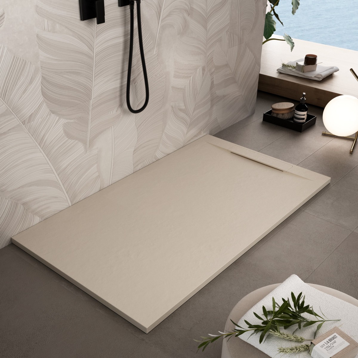 Duschwanne aus Mineralharz in Creme | Vincent