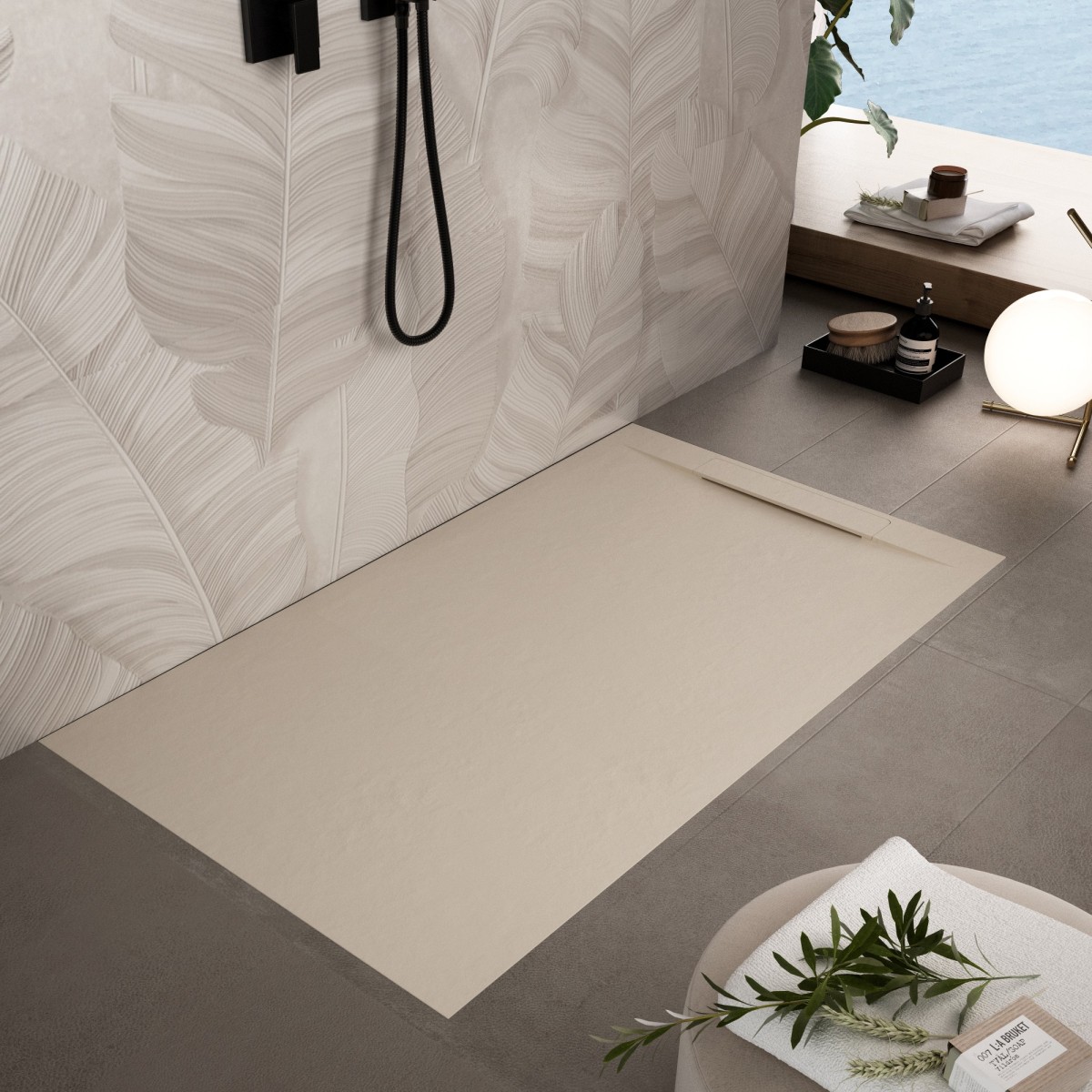 Duschwanne aus Mineralharz in Creme | Vincent