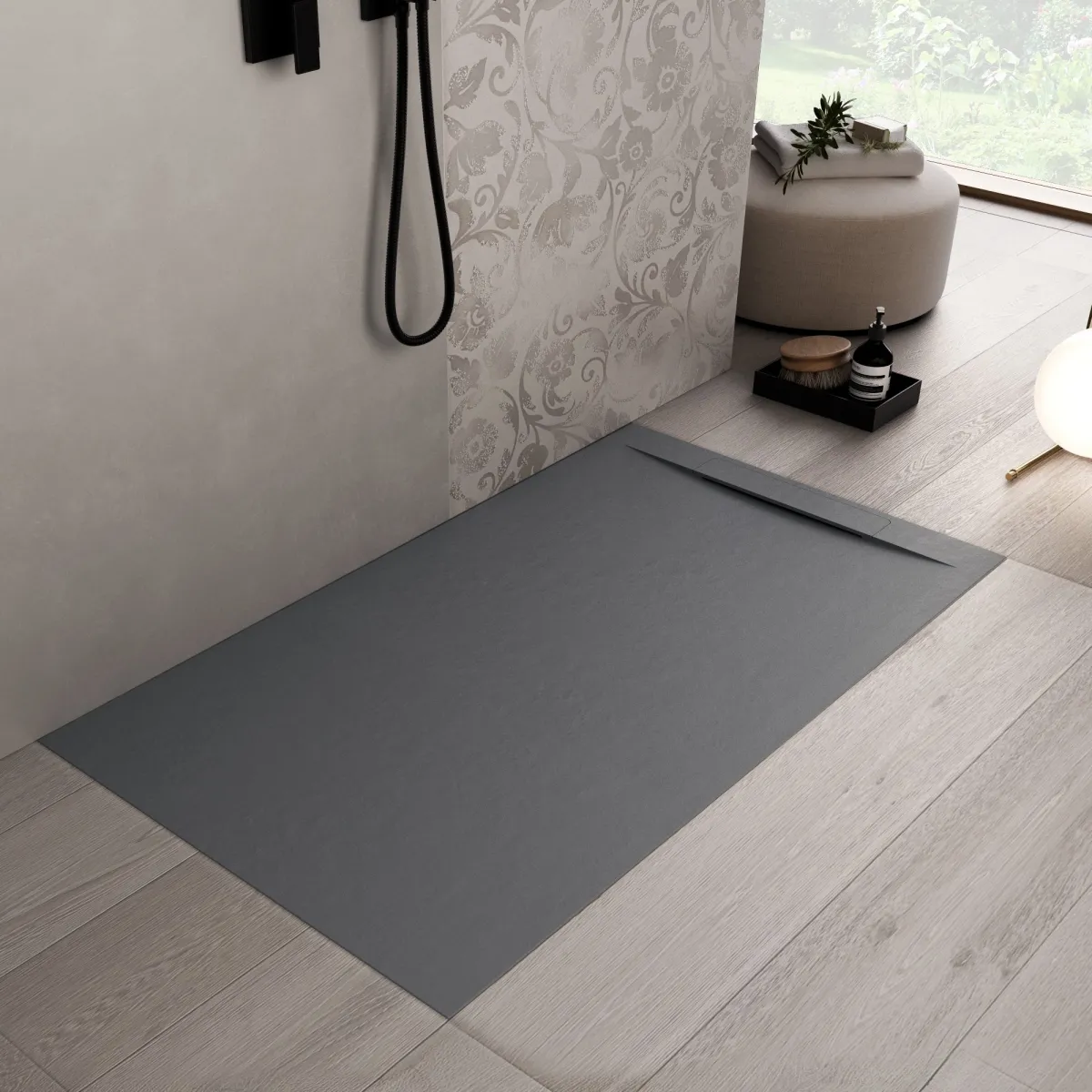 Piatto Doccia Antracite Grigio Scuro Resina Minerale | Vincent