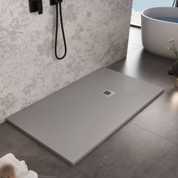 Receveur de douche en résine de marbre effet pierre ciment Gris Clair PLUS