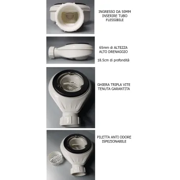 Receveur de douche en résine gris clair avec trou latéral PASSION