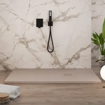 Sandharz-Duschwanne mit seitlichem Loch PASSION