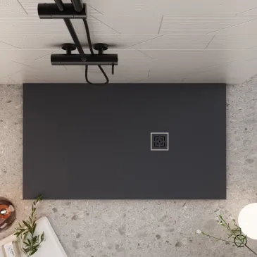 Receveur de douche en résine noire avec trou latéral PASSION