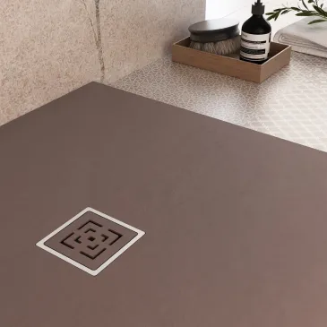 Receveur de douche PASSION en résine marron avec trou latéral