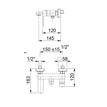 Manhattan Außenbadewannenmischer mit verchromter Dusche