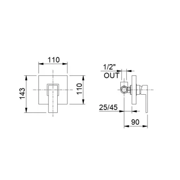 Mitigeur de douche à encastrer chromé 1 voie | Manhattan