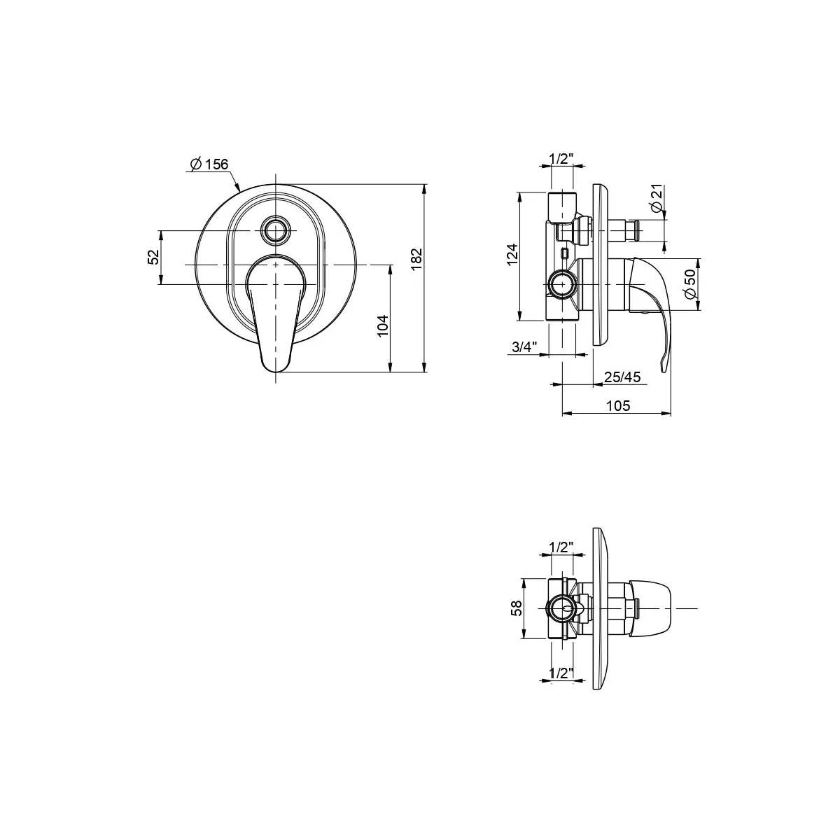 Monocomando Doccia Incasso con Deviatore Squalo |...