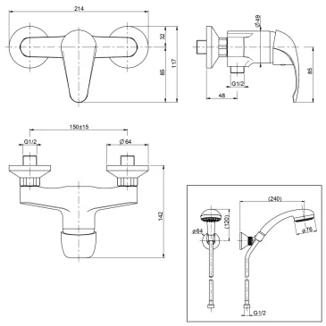 Externe Duschgruppe mit verchromtem Squalo-Duplex