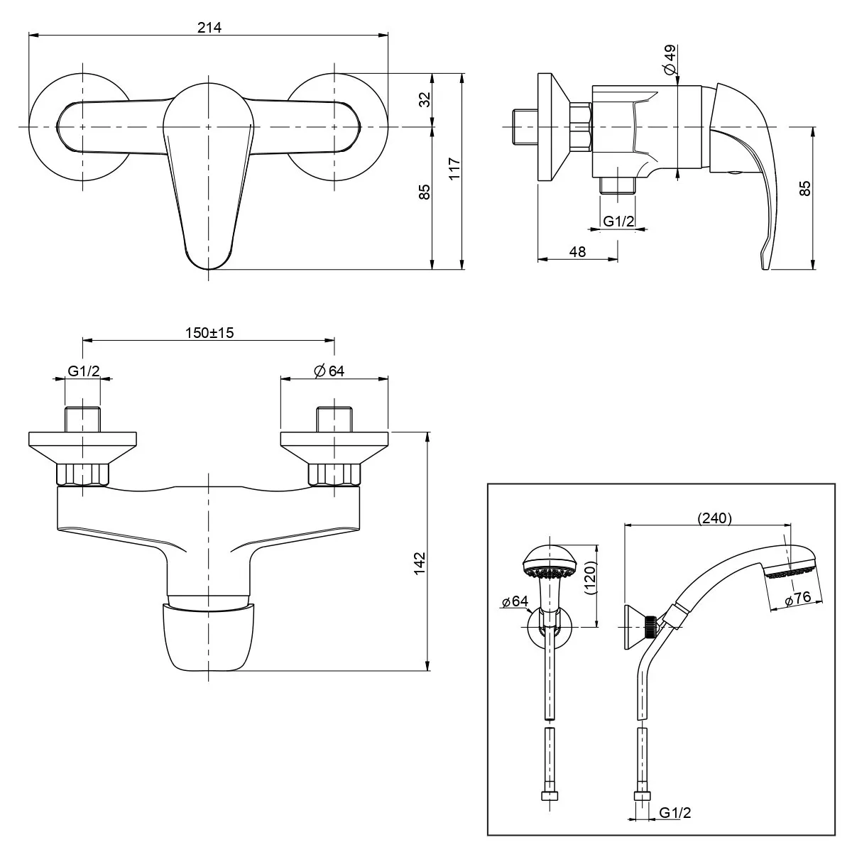 Ensemble de douche extérieure avec Squalo Duplex |...