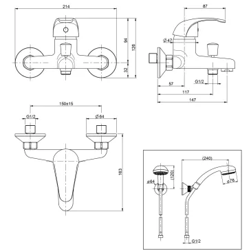 Ensemble baignoire et douche duplex Squalo | Mondialshop
