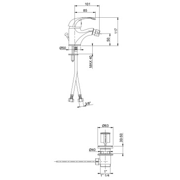 Miscelatore monoleva bidet cromato Squalo