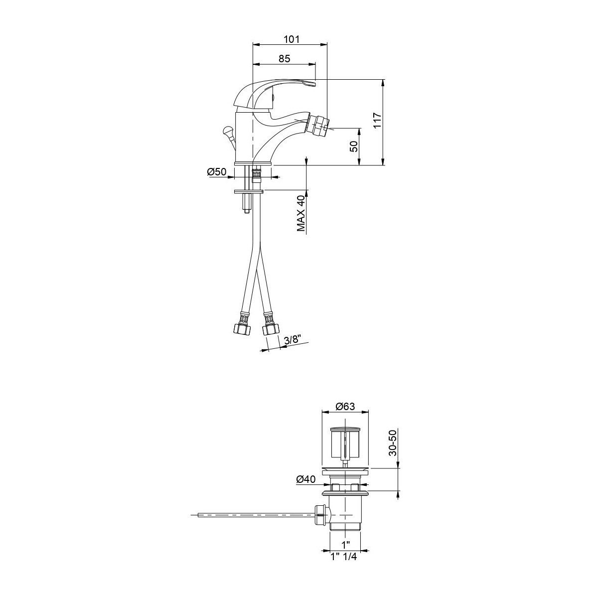 Miscelatore monoleva bidet cromato Squalo