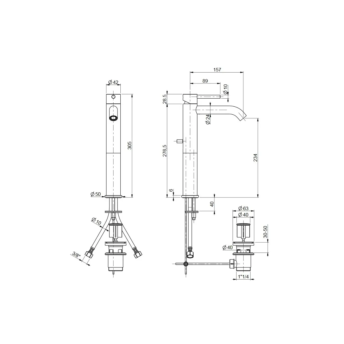 Miscelatore Alto Jackie per Lavabo | Mondialshop